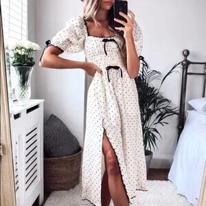 NWT: For Love And Lemons Cream Polka Dot Midi Dress